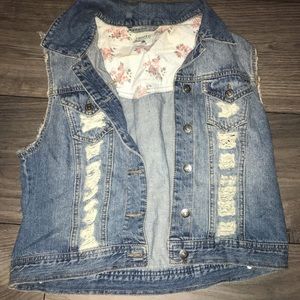 Cute distressed denim jacket vest